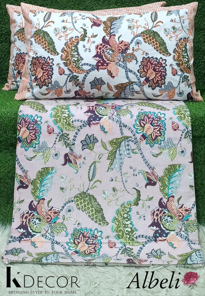 King Size Pure Cotton Panel Print Bedsheet Set