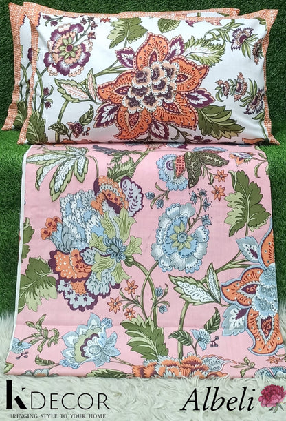 King Size Pure Cotton Panel Print Bedsheet Set