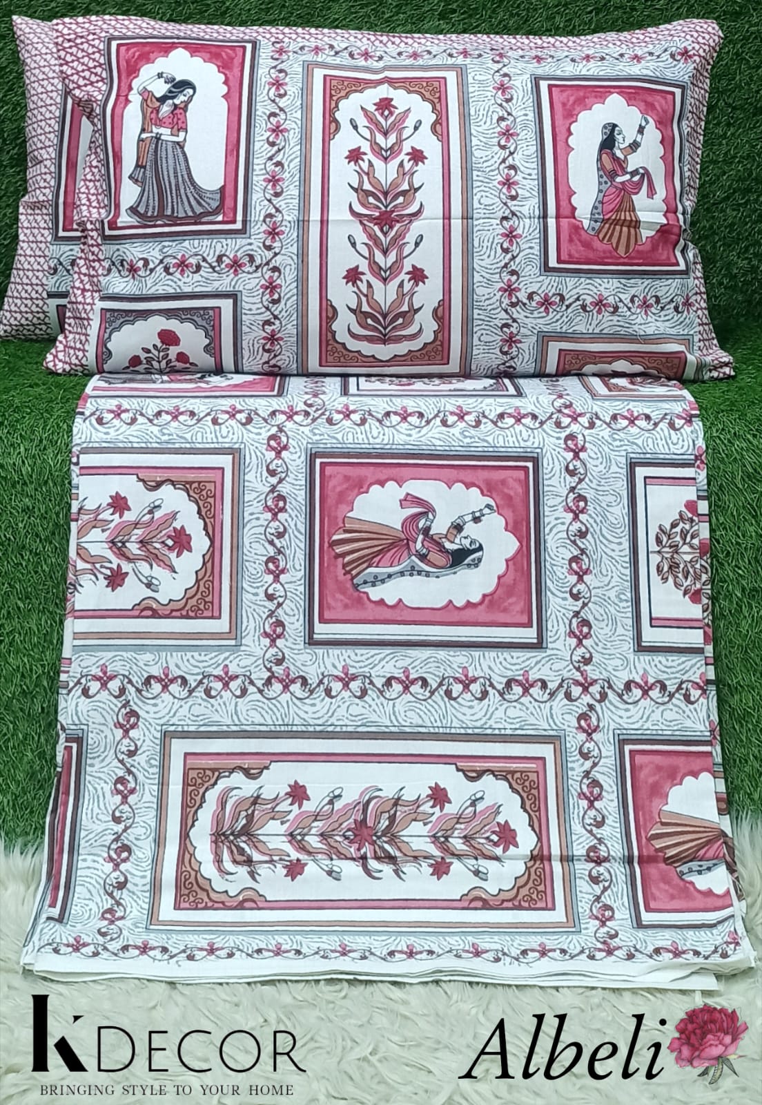 King Size Pure Cotton Panel Print Bedsheet Set