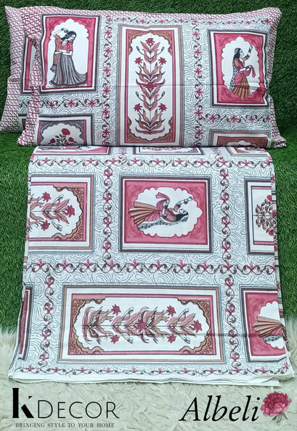 King Size Pure Cotton Panel Print Bedsheet Set