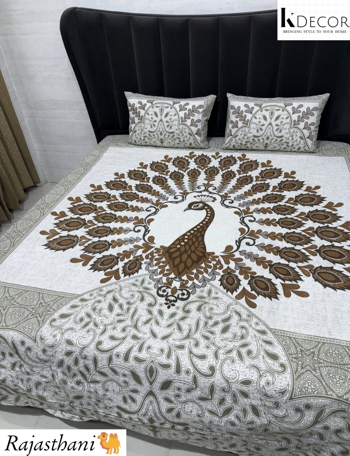 King Size Pure Cotton Panel Print Bedsheet Set