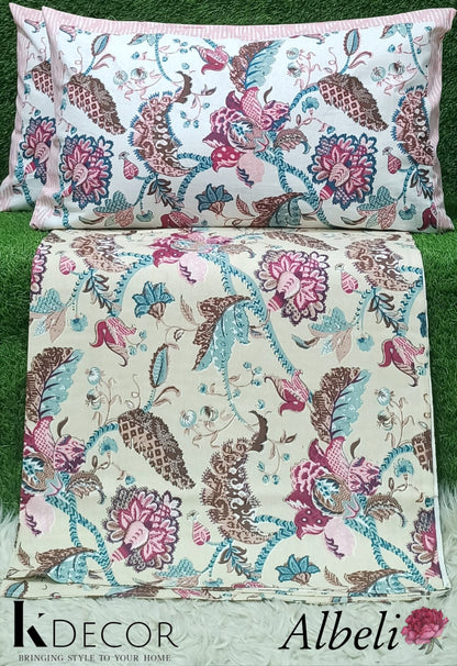 King Size Pure Cotton Panel Print Bedsheet Set