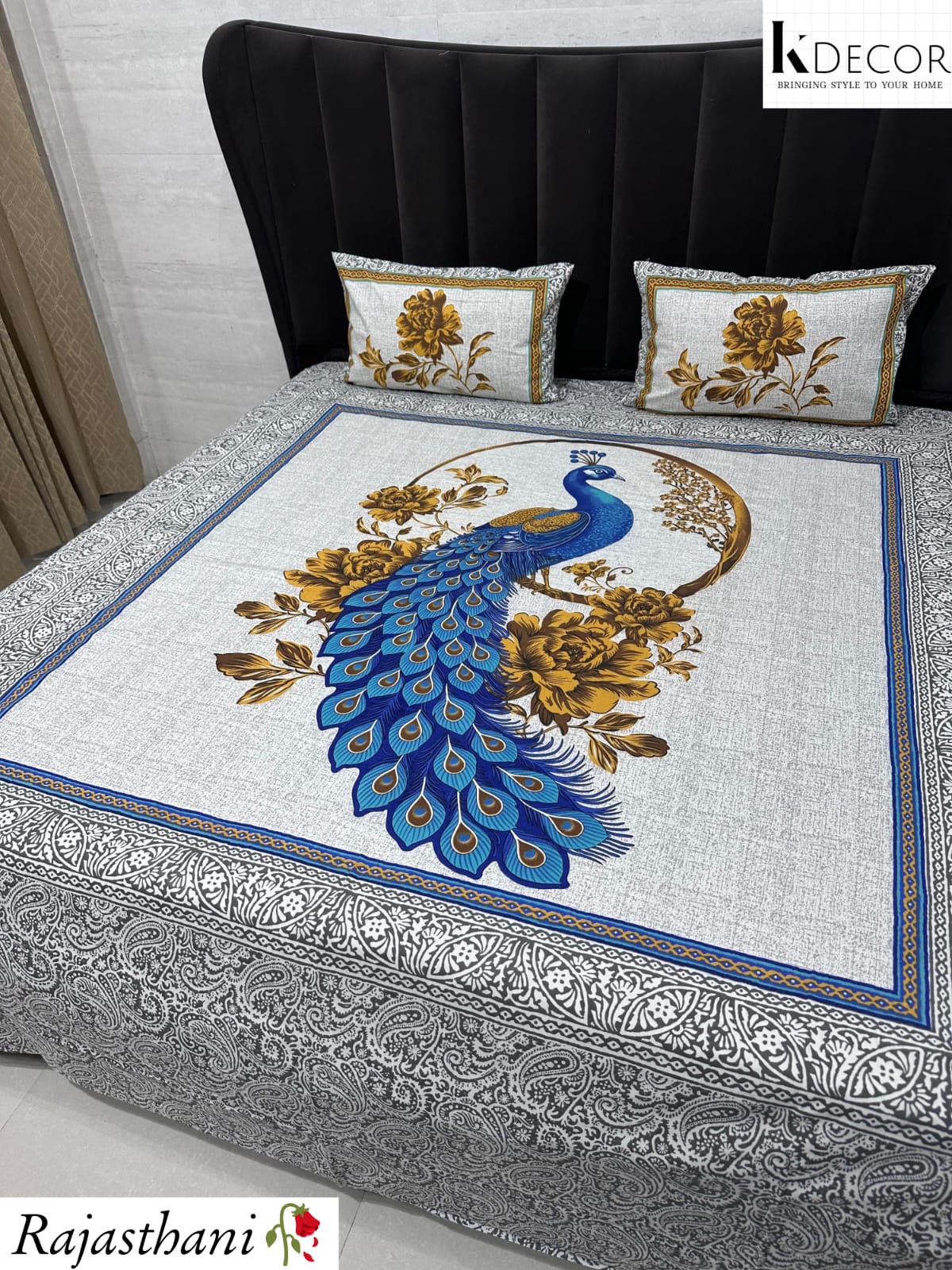 King Size Pure Cotton Panel Print Bedsheet Set