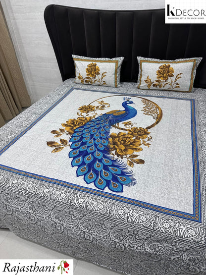 King Size Pure Cotton Panel Print Bedsheet Set