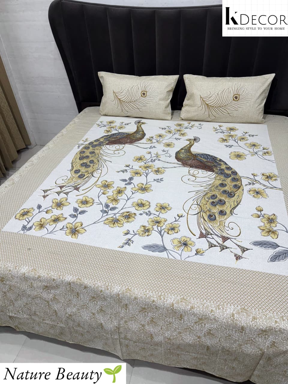 King Size Pure Cotton Panel Print Bedsheet Set