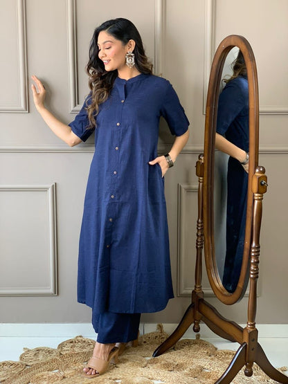 Aline kurti pattern paired with Ankle length plazo