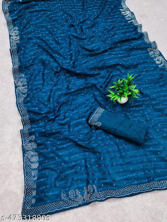 CHINON SILK STAR GEORGETTE JIMMY CHU CRUNCHY CHIFFON AND GEORGETTE BANDHANI PRIN SAREE