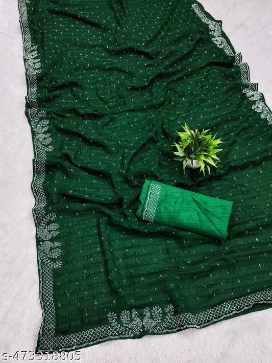 CHINON SILK STAR GEORGETTE JIMMY CHU CRUNCHY CHIFFON AND GEORGETTE BANDHANI PRIN SAREE