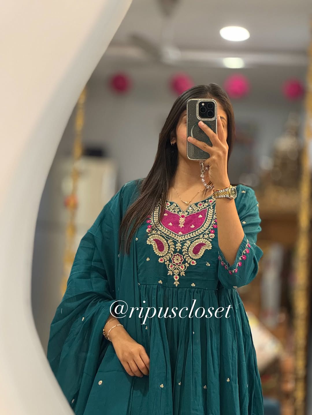 Cotton Suit Set With Thread Work, Highlighting On The Kurta