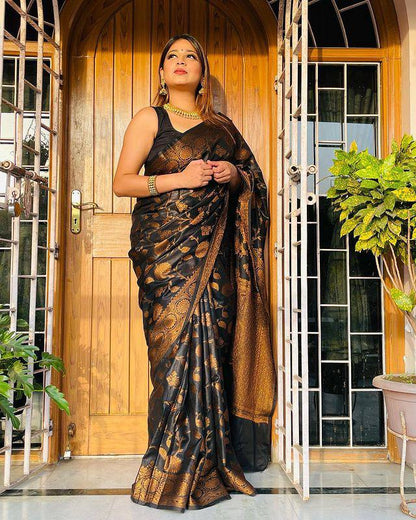 Silk Saree from the this store is adorned with beautiful Zari work