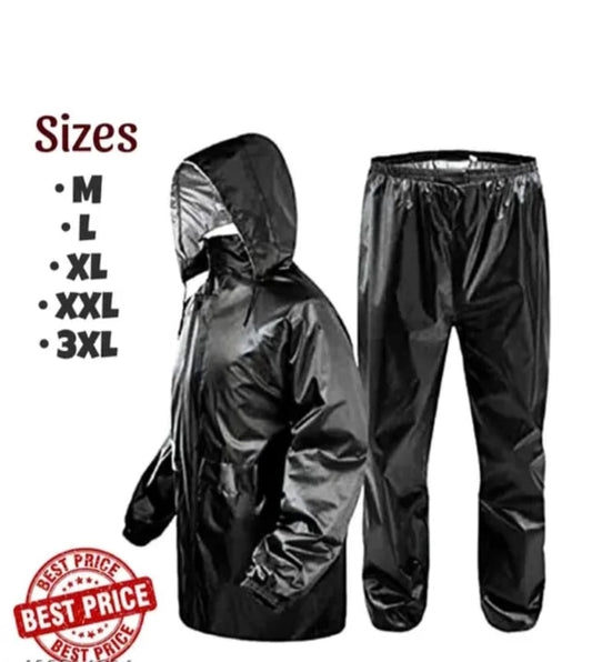 Polyester Solid Rainsuit for Men (Black, XL)