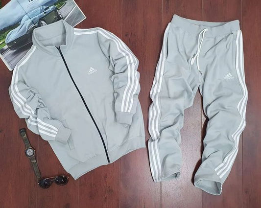 Adidas Men Training Mock Collar Long Sleeve Track Suit (Grey)