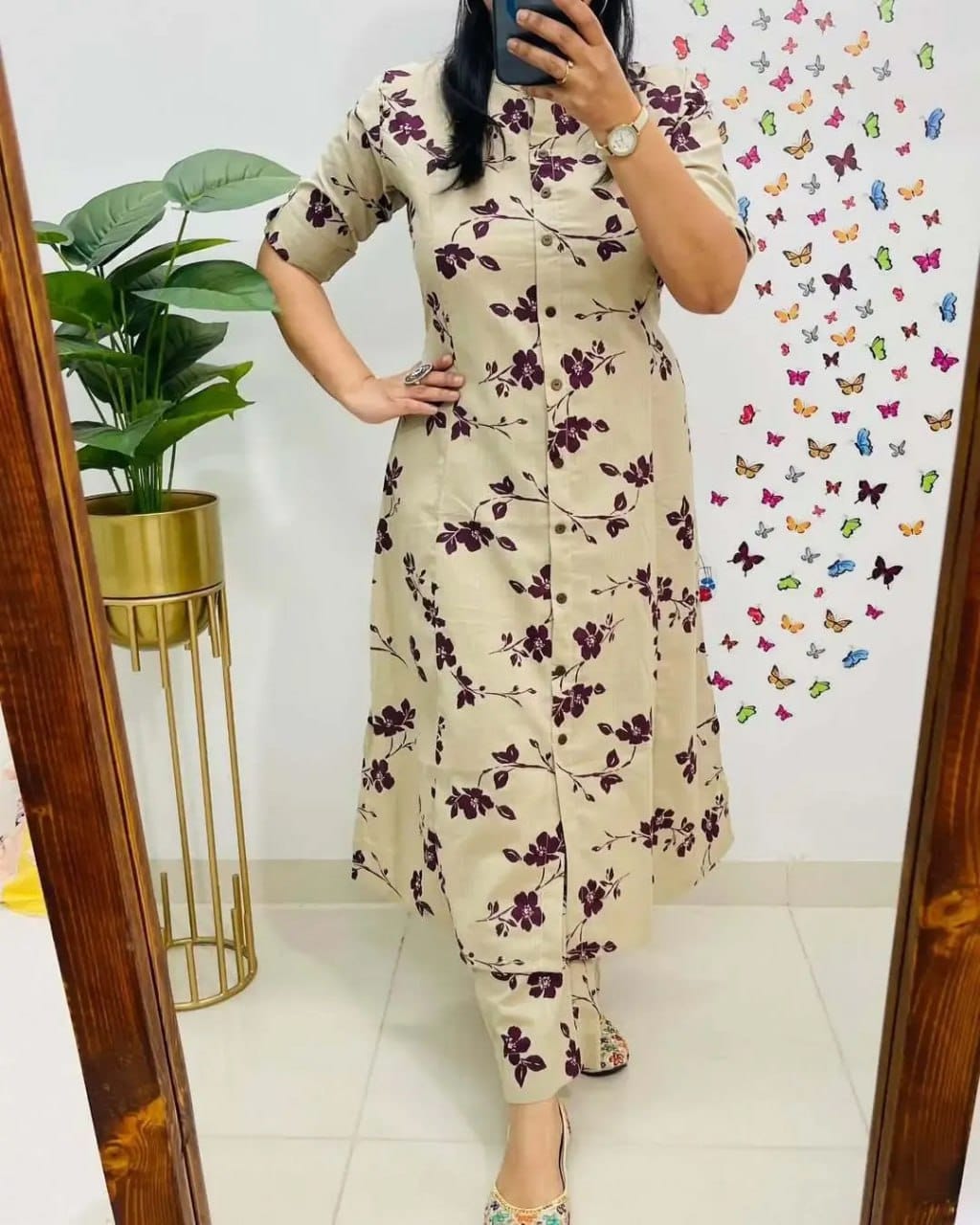 Aline kurti digital print paired with Ankle length pant