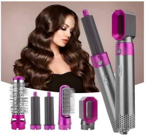 5 in 1 Hot Air Brush Hair Dryer & Volumizer – 1000W Multifunctional Hair Styler Tool for Women | Detachable Blow Dryer Brush with Straightener, Curler, Crimper & Rotating Comb | Negative Ion Frizz-Free Technology