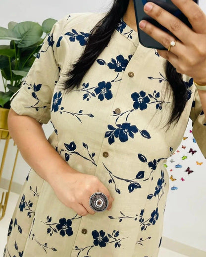 Aline kurti digital print paired with Ankle length pant