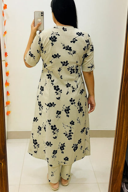 Aline kurti digital print paired with Ankle length pant