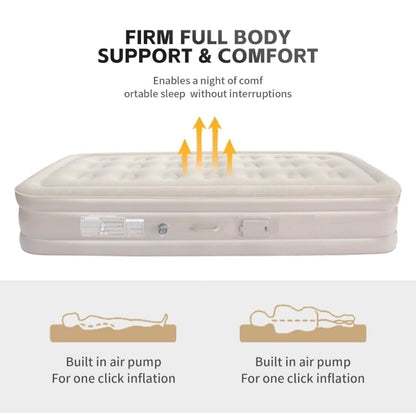 Inflatable Air Mattress with - Waterproof Single & Portable Blow Up Bed Built-in Pump - Quick Inflation PVC Airbed