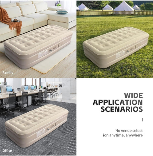 Inflatable Air Mattress with - Waterproof Single & Portable Blow Up Bed Built-in Pump - Quick Inflation PVC Airbed
