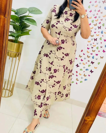 Aline kurti digital print paired with Ankle length pant