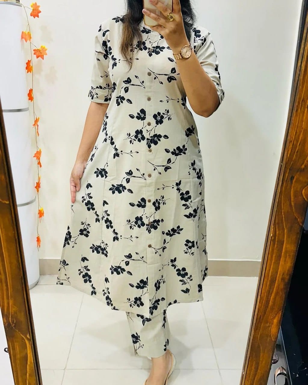Aline kurti digital print paired with Ankle length pant