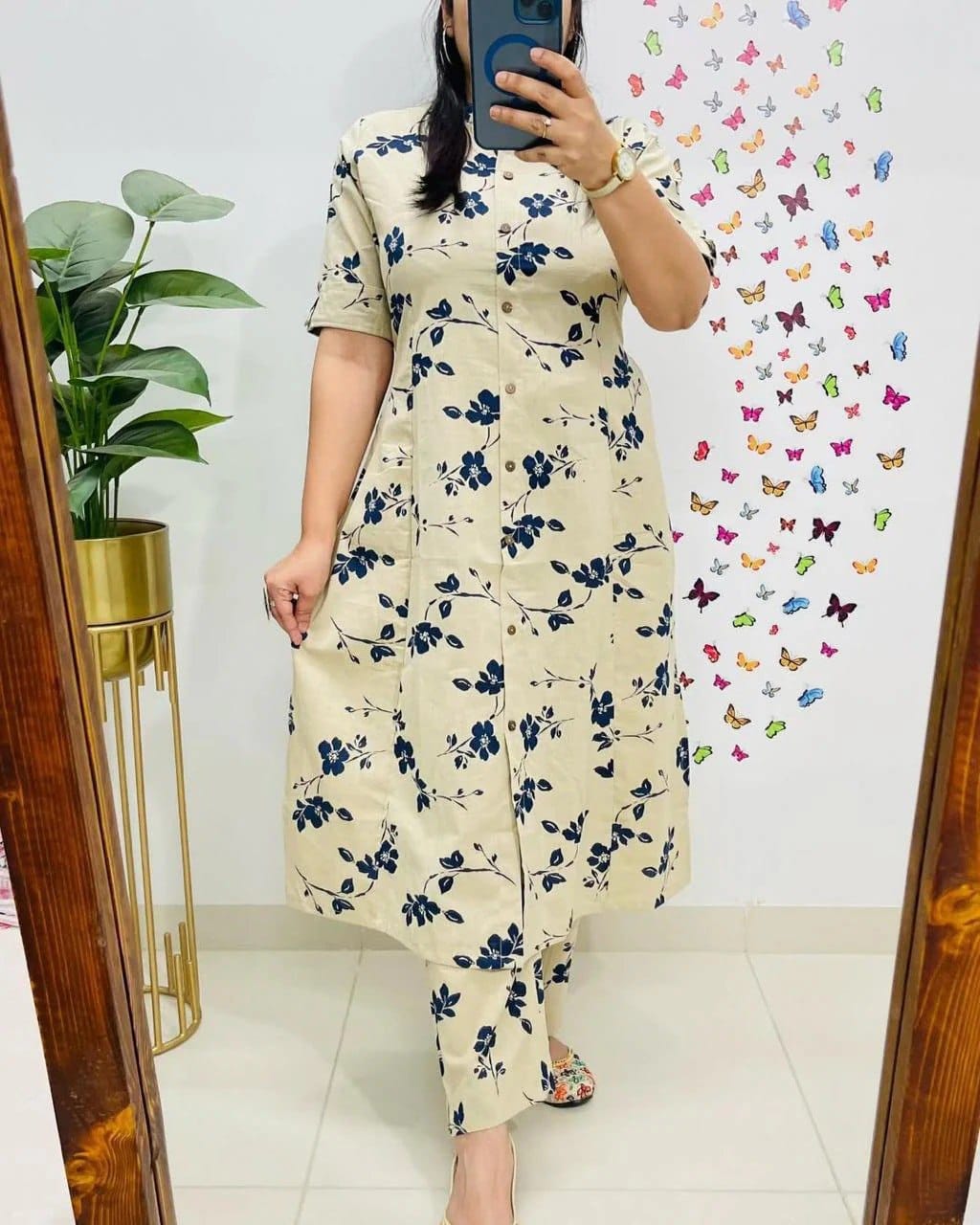 Aline kurti digital print paired with Ankle length pant